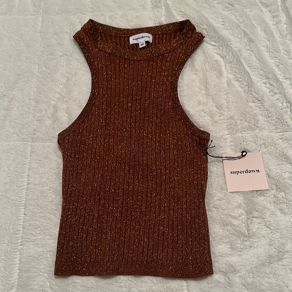 Superdown | sonya rib shimmer tank | size xsmall - Picture 7 of 11